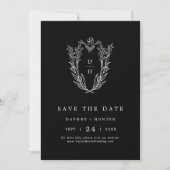 DAPHNE Formele Donker Zwart Klassieke Bloemen Huwe Save The Date (Voorkant)