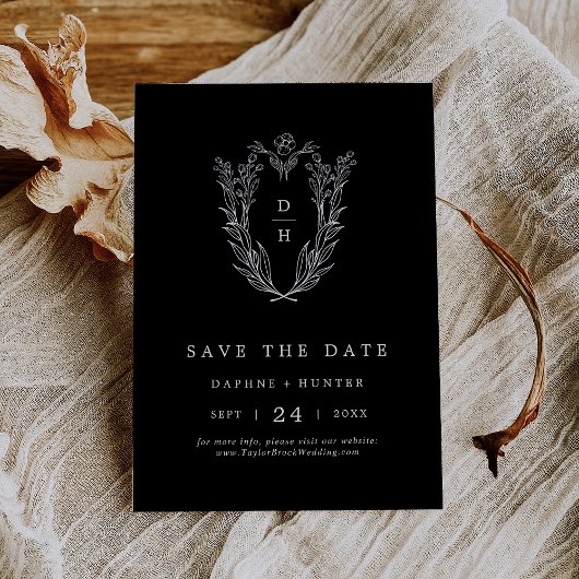 DAPHNE Formele Donker Zwart Klassieke Bloemen Huwe Save The Date