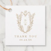 DAPHNE Gold White Crest Eenvoudige bruiloft Dank u Bedankjes Labels (Voorkant)