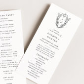 DAPHNE Greenery Zwart Wit Crest Monogram Huwelijk Programmakaart