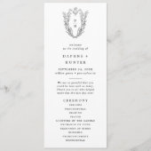 DAPHNE Greenery Zwart Wit Crest Monogram Huwelijk Programmakaart (Voorkant)