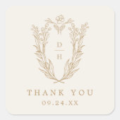 DAPHNE Minimal Cream Gold Simple Wedding Bedankt Vierkante Sticker (Voorkant)