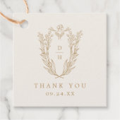 DAPHNE Minimalist Cream Gold Wedding Bedankt Bedankjes Labels (Voorkant)