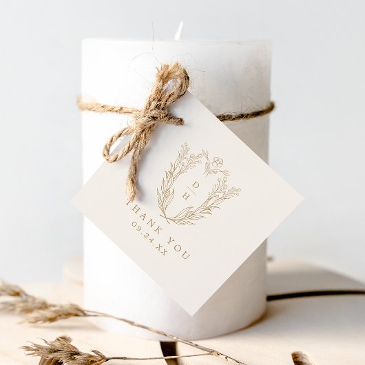 DAPHNE Minimalist Cream Gold Wedding Bedankt Bedankjes Labels