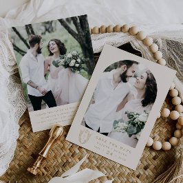 DAPHNE Minimalistische Cream Gold Boho Vintage Wed Save The Date