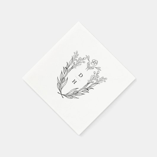 DAPHNE minimalistische zwart wit groen bruiloft Servet (Hoek)