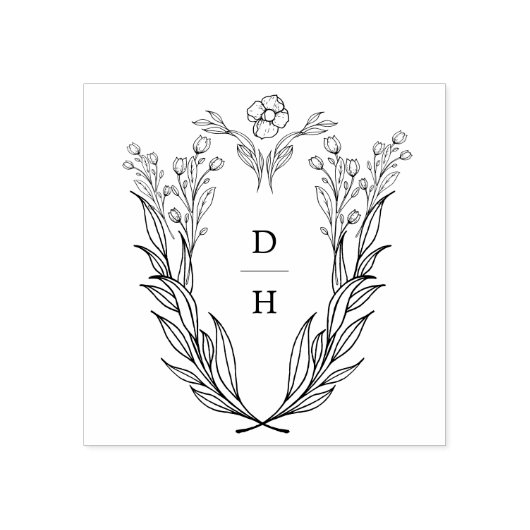 DAPHNE Monogram Groene Huwelijksrubberstempels Rubberstempel (Afrduk)
