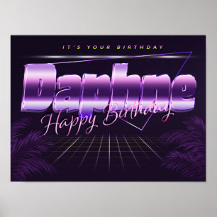 DAPHNE Naam Vorname lila retro Poster Geburtstag