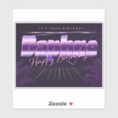 Daphne Name Vorname lila retro Sticker Geburtstag (Vel)