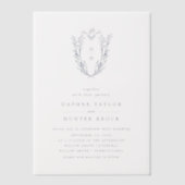 DAPHNE Navy Blue Botanical Simple Elegant Wedding Vellum Uitnodigingen (Voorkant)