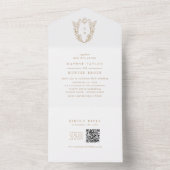 DAPHNE QR Code Fancy Goud Wit Antiek Wedding All In One Uitnodiging (Binnen)