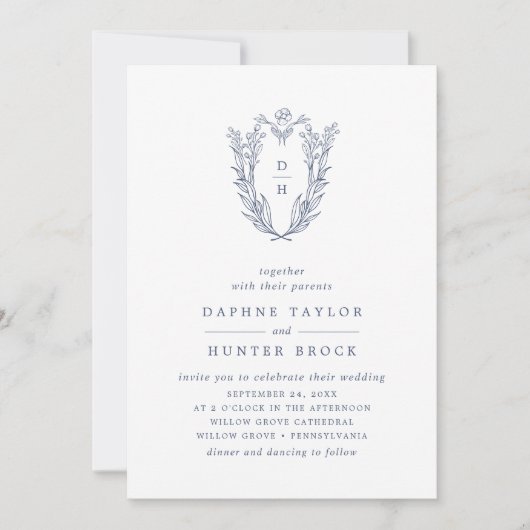 DAPHNE QR Code Wit Blauw Minimalistische Marine We Kaart (Voorkant)