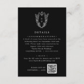DAPHNE Simple Dark Black Botanical Wedding Details Informatiekaartje (Voorkant)