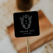 DAPHNE Traditionele Donkere Zwarte Huwelijk Dank u Vierkante Sticker