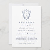 DAPHNE Wit Blauw Elegant Eenvoudig Repetitie Diner Kaart (Voorkant)