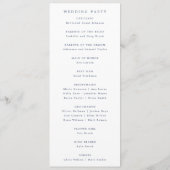 DAPHNE Wit Blauw Modern Eenvoudig Elegant Huwelijk Programmakaart (Achterkant)