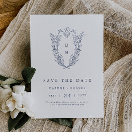 DAPHNE Wit Blauw Moderne Botanische Elegante Huwel Save The Date