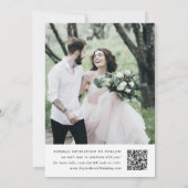 DAPHNE Zwart Wit Bloemkam Minimalistische Huwelijk Save The Date (Achterkant)