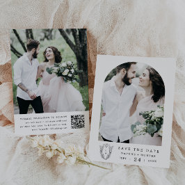 DAPHNE Zwart Wit Bloemkam Minimalistische Huwelijk Save The Date