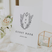 DAPHNE Zwart Wit Classic Wedding Guest Book Sign Reclamebord Met Voetstuk