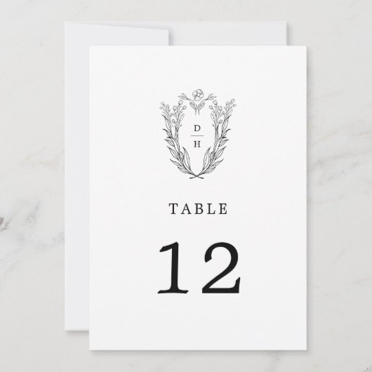 DAPHNE Zwart Wit Elegante Trouwtafel Nummers Kaart (Achterkant)