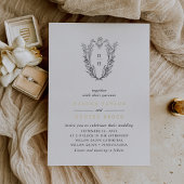 DAPHNE Zwart Wit Goud Monogram Groen Huwelijk Folie Uitnodiging