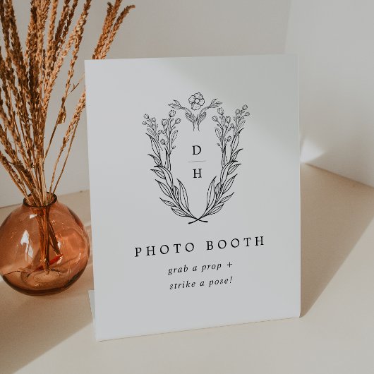 DAPHNE Zwart Wit Monogram Trouwfotocabine Reclamebord Met Voetstuk