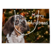 Dapped Dachshund Kerstmis Groot Cadeauzakje (Voorkant)