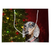 Dapped Dachshund Kerstmis Groot Cadeauzakje (Voorkant)