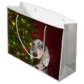 Dapped Dachshund Kerstmis Groot Cadeauzakje (Achterkant Gekanteld)