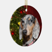 Dapped Dachshund Kerstmis Keramisch Ornament (Rechts)