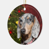 Dapped Dachshund Kerstmis Keramisch Ornament (Links)