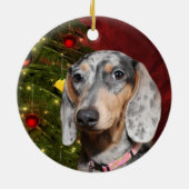 Dapped Dachshund Kerstmis Keramisch Ornament (Achterkant)