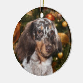 Dapped Dachshund Kerstmis Keramisch Ornament (Links)