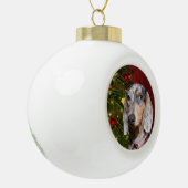 Dapped Dachshund Kerstmis Keramische Bal Ornament (Links)