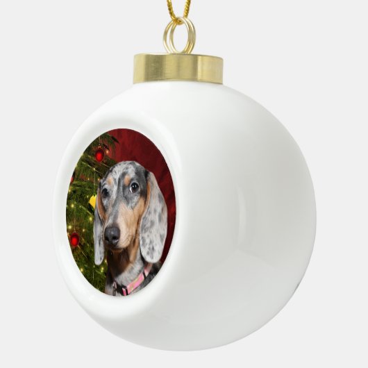 Dapped Dachshund Kerstmis Keramische Bal Ornament (Rechts)