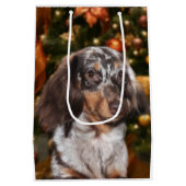 Dapped Dachshund Kerstmis Medium Cadeauzakje (Achterkant)