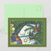 DAPPELGRIJS IN EEN ÉÉN PAARD OPEN SLEE, KLEURRIJK FEESTDAGENKAART (Voorkant / Achterkant)