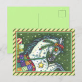 DAPPELGRIJS IN EEN ÉÉN PAARD OPEN SLEE, KLEURRIJK FEESTDAGENKAART (Voorkant / Achterkant)