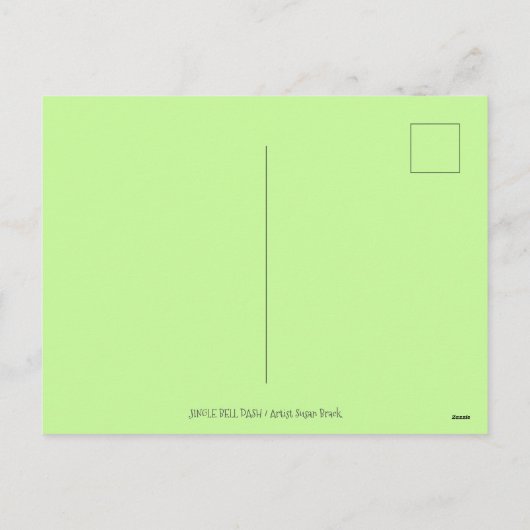 DAPPELGRIJS IN EEN ÉÉN PAARD OPEN SLEE, KLEURRIJK FEESTDAGENKAART (Achterkant)