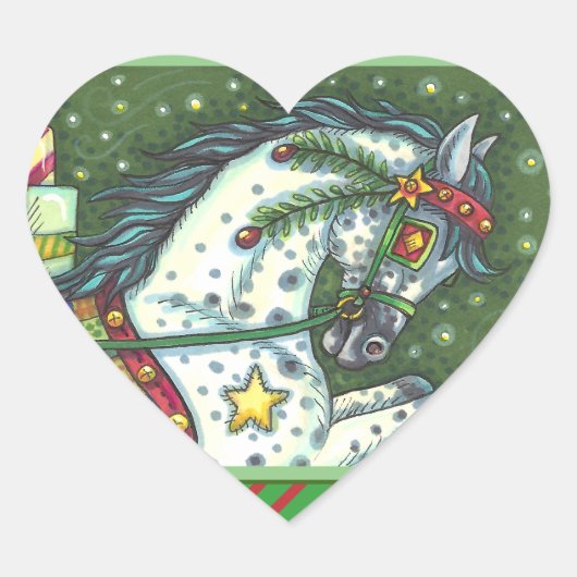 DAPPELGRIJS IN EEN ÉÉN PAARD OPEN SLEE, KLEURRIJK HART STICKER (Voorkant)