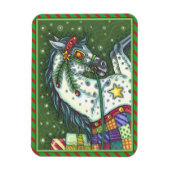 DAPPELGRIJS IN EEN ÉÉN PAARD OPEN SLEE, KLEURRIJK MAGNEET (Verticaal)