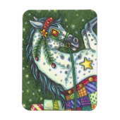 DAPPELGRIJS IN EEN ÉÉN PAARD OPEN SLEE, KLEURRIJK MAGNEET (Verticaal)