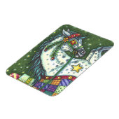 DAPPELGRIJS IN EEN ÉÉN PAARD OPEN SLEE, KLEURRIJK MAGNEET (Linkerzijde)