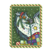 DAPPELGRIJS IN EEN ÉÉN PAARD OPEN SLEE, KLEURRIJK MAGNEET (Verticaal)