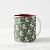 DAPPELGRIJS IN EEN ÉÉN PAARD OPEN SLEE, KLEURRIJK TWEEKLEURIGE KOFFIEMOK (Voorkant rechts)