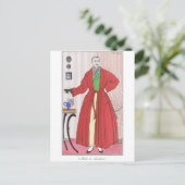 Dapper 1913 Man Draag Robe van Georges Barbier Briefkaart (Staand voorkant)