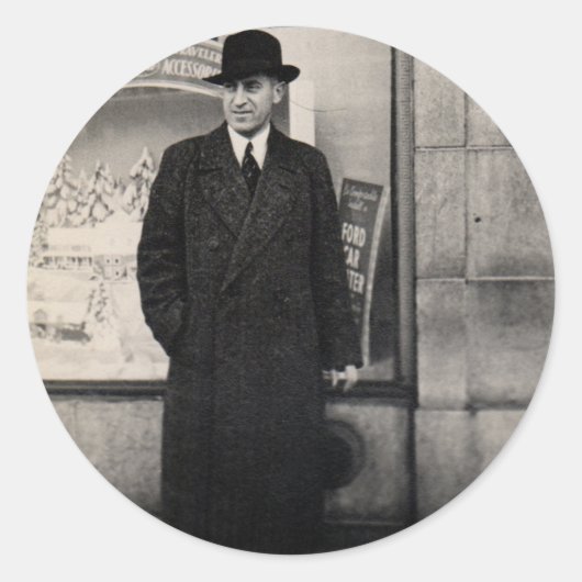 dapper 1930s man foto ronde sticker (Voorkant)