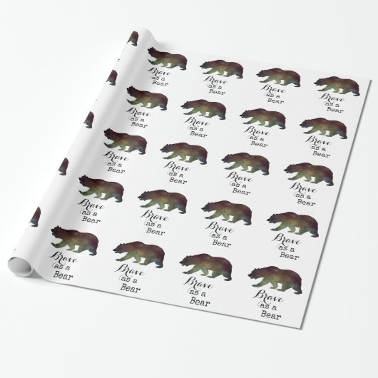 Dapper als een Beer Watercolor Typografie Cadeaupapier (Uitgerold)