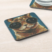 Dapper Animal | Kat in zonnebrillen Bier Onderzetter (Linkerzijde)